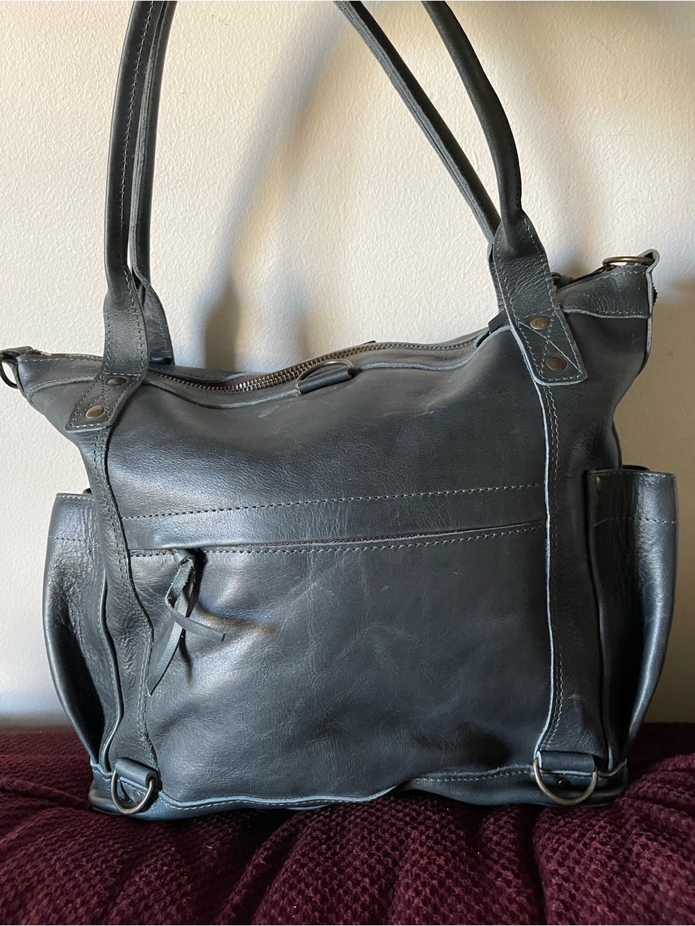 Nena & Co. Navy Blue Leather Tote Bag